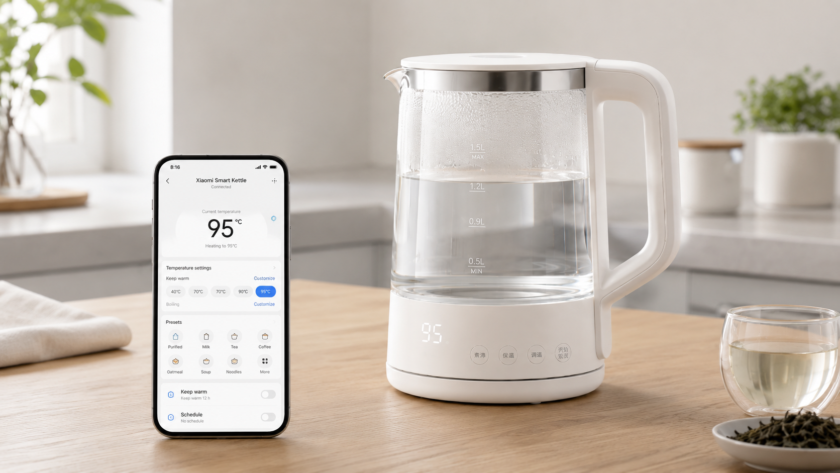 Управление чайником Xiaomi через приложение на смартфоне