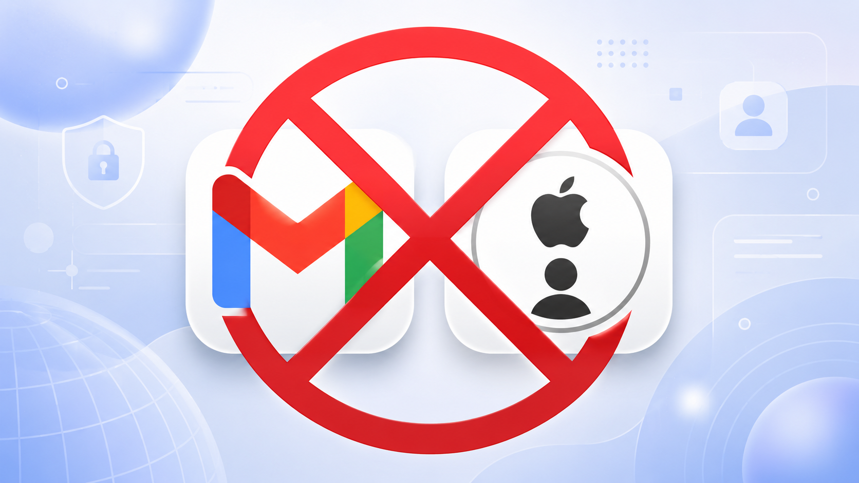 Иконки Gmail и Apple ID с запретом
