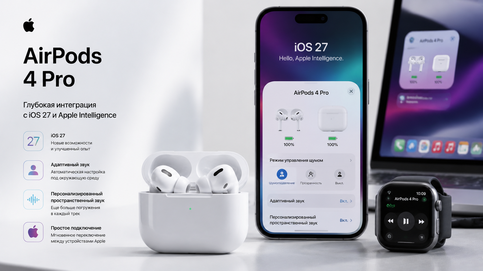 AirPods 4 Pro и iPhone с iOS 27 в единой экосистеме