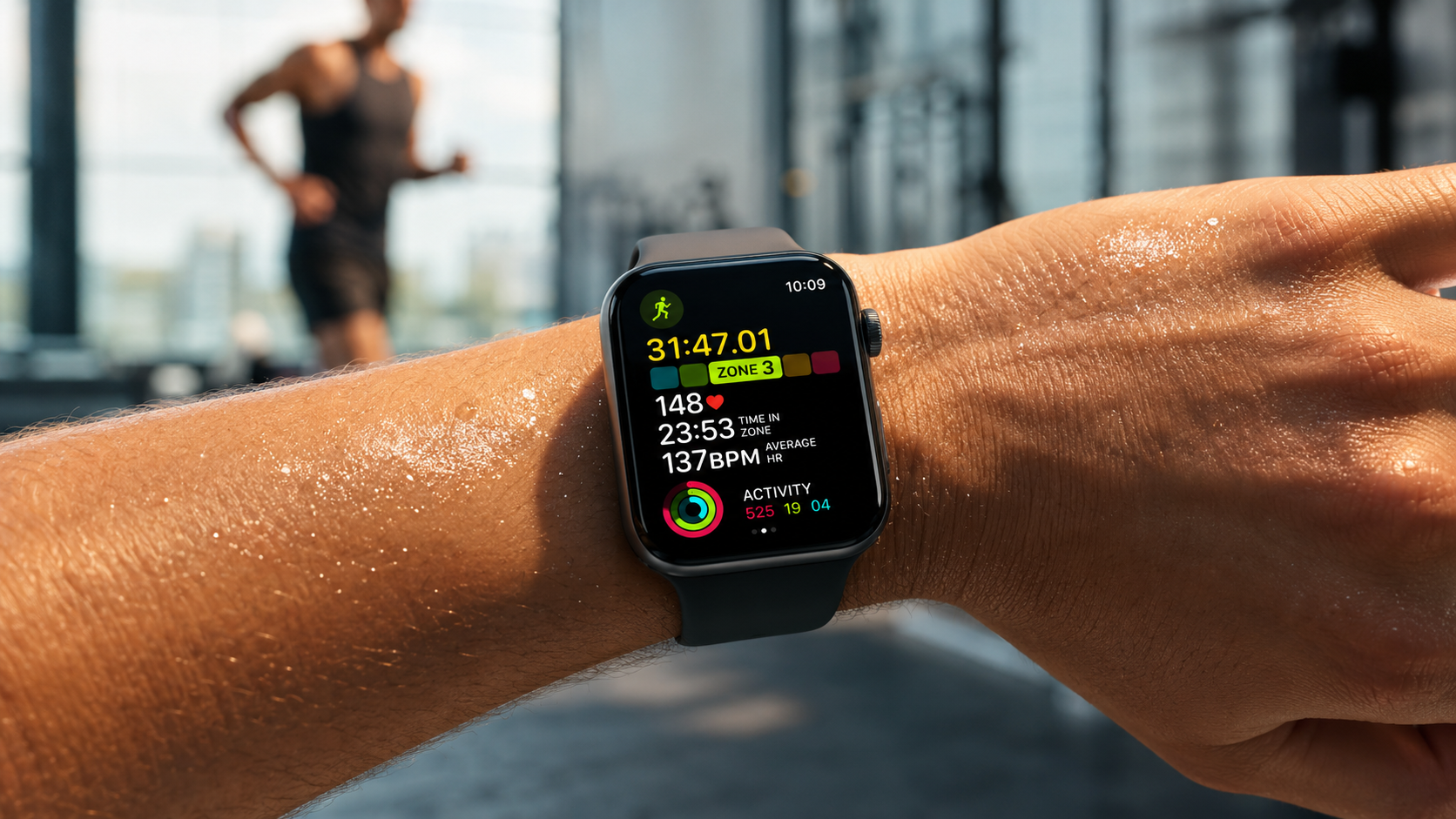 Apple Watch с интерфейсом фитнес-трекера
