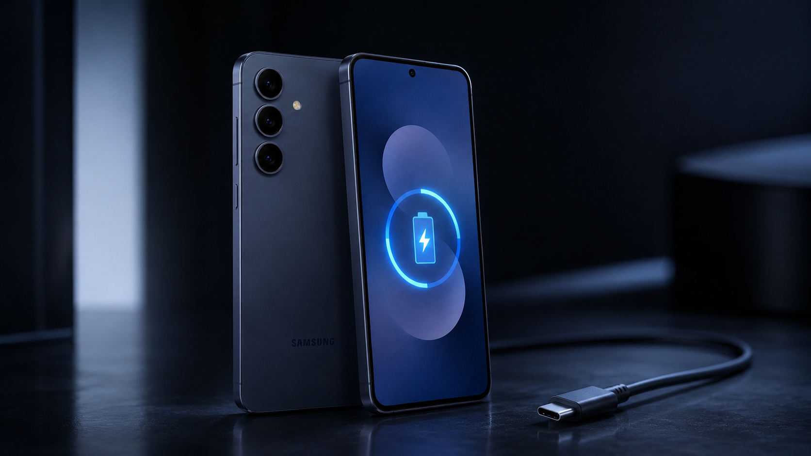 Samsung Galaxy S25 FE с акцентом на батарею и зарядку