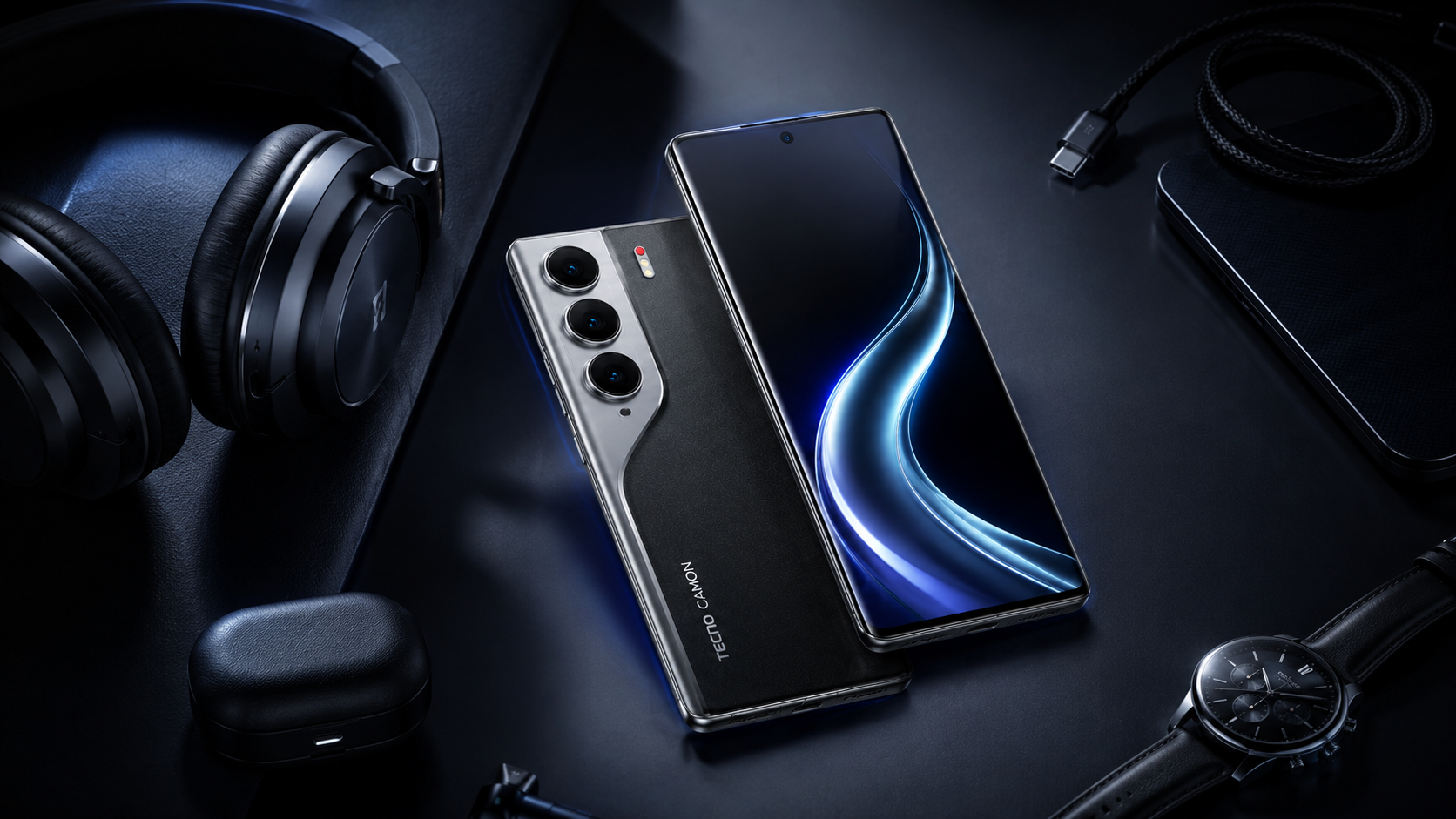Tecno Camon 40 Premier 5G с аксессуарами