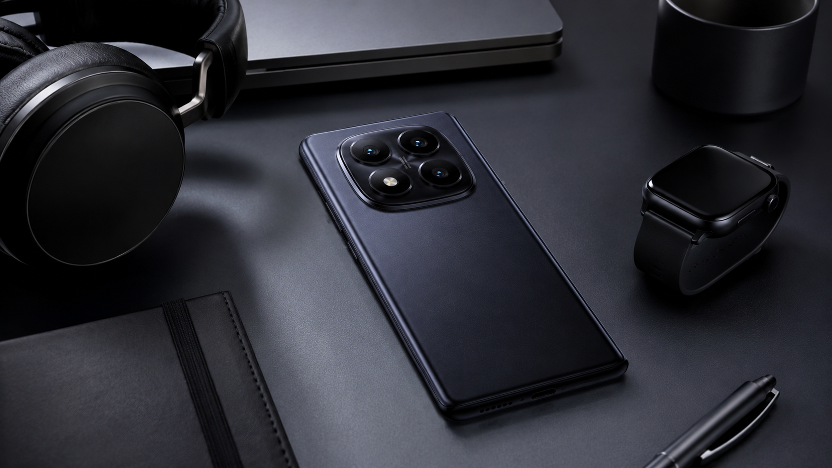 Redmi Note 14 Pro с аксессуарами в стильной композиции