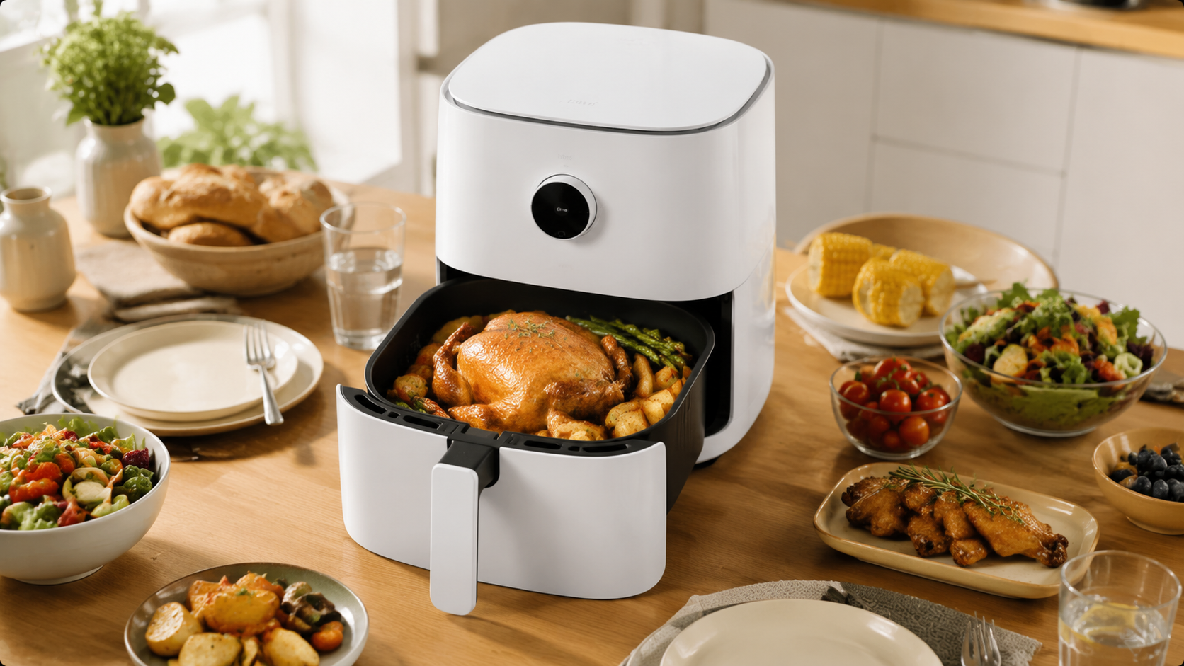 Вместительная чаша аэрогриля Xiaomi Air Fryer 6.5L