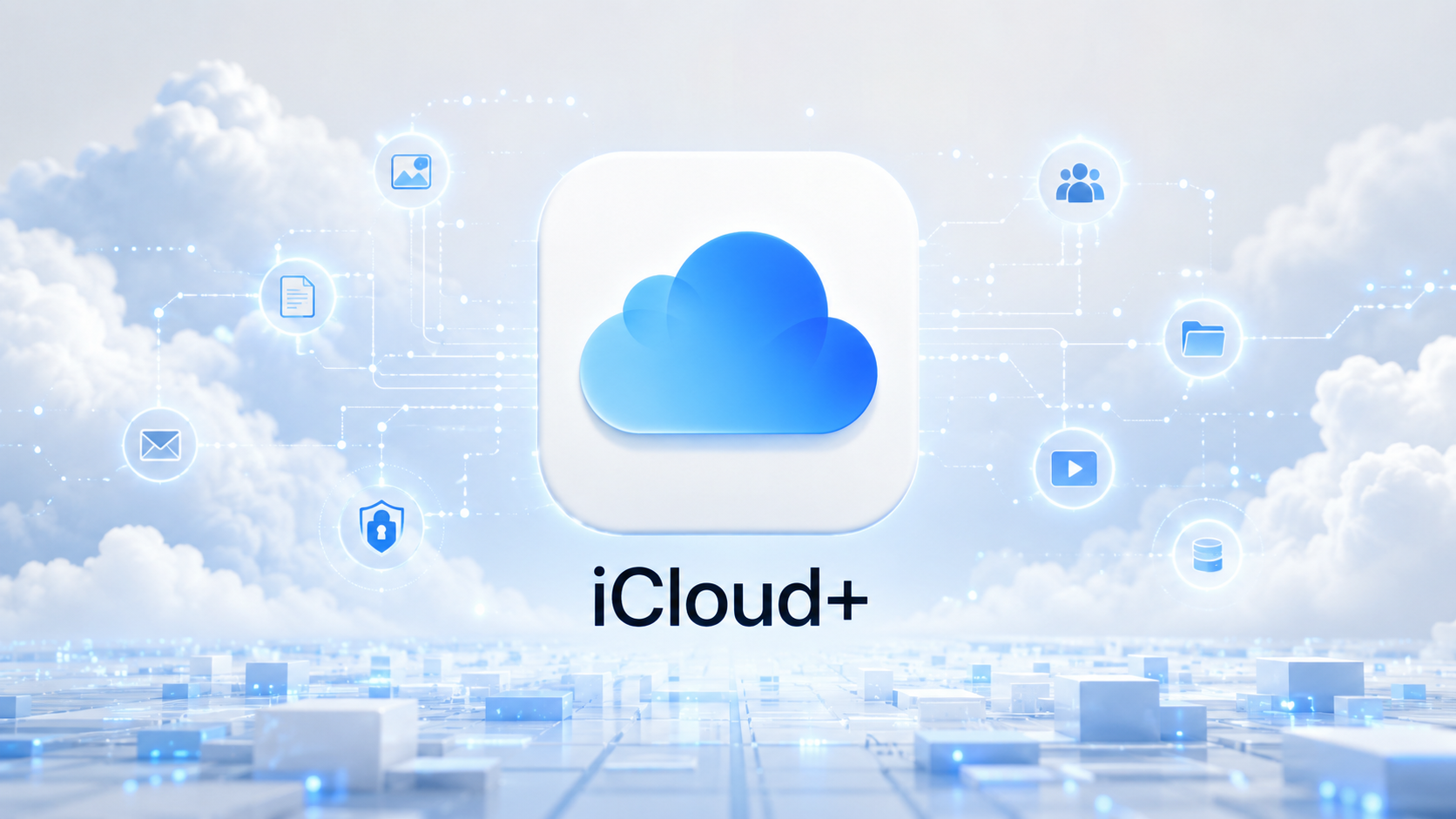 Логотип iCloud и облачные технологии
