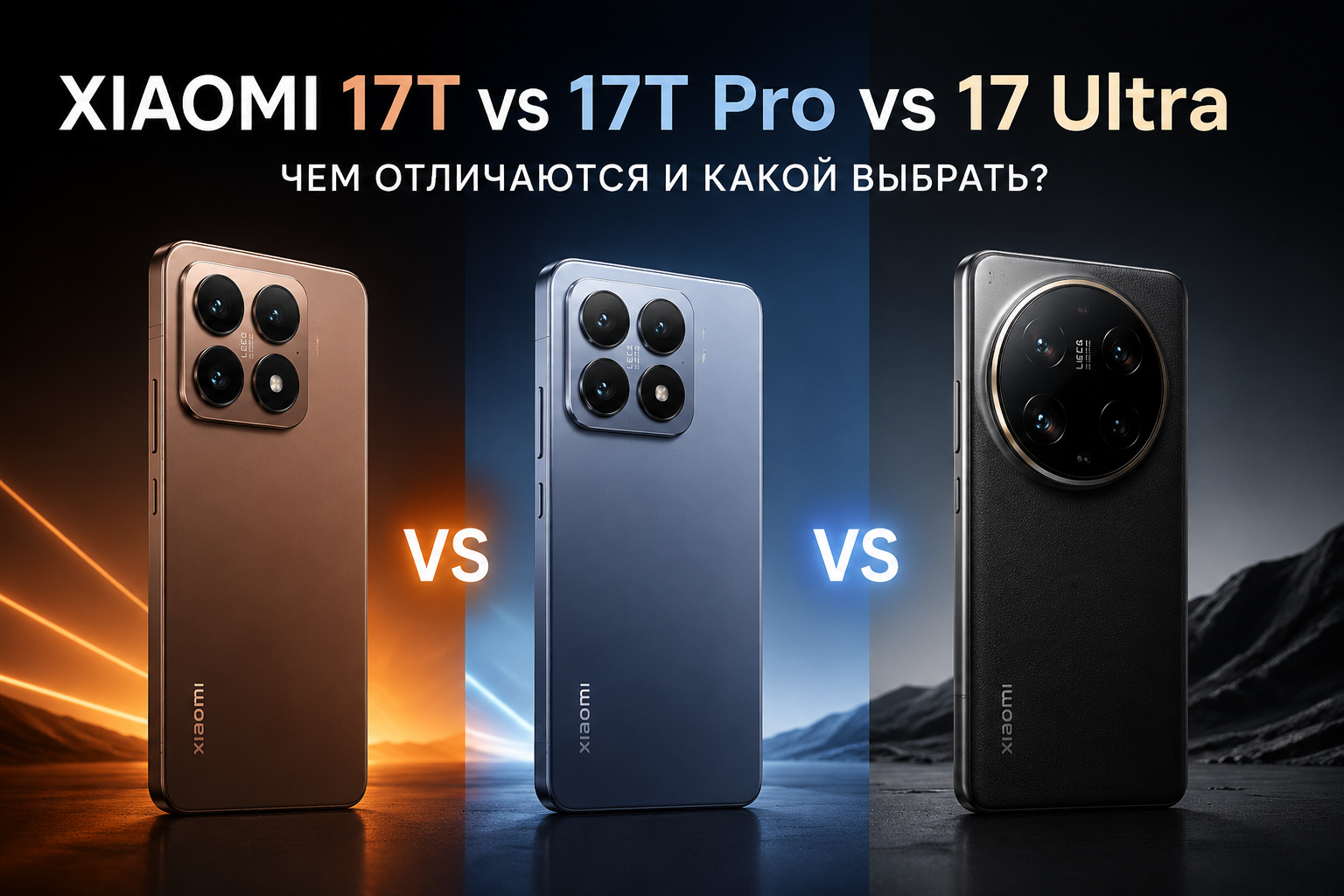 Сравнение Xiaomi 17T, 17T Pro и 17 Ultra